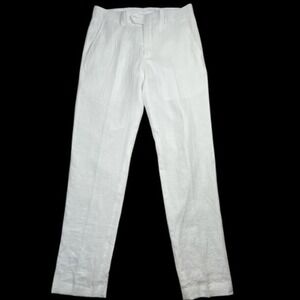 Bar III Pants Mens 30x32 White Linen Slim Fit Coastal Wedding Summer Lightweight